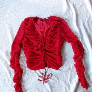 beautiful vintage victoria secret deep Lace-up red top size Medium
